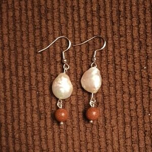Elegant Pearl and Sandstone Earrings